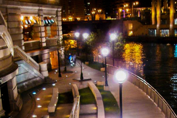 Chicago Riverwalk at night