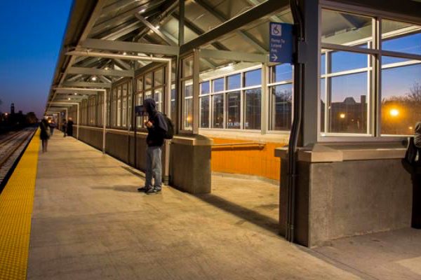 METRA Ravenswood Station Platform with People