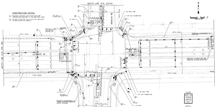 US 30 to US 34 to Briarcliff Road signal plan diagram