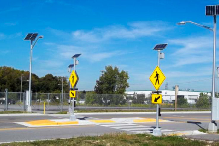 Seven Mile Road Interchange with Pedestrian Beacons