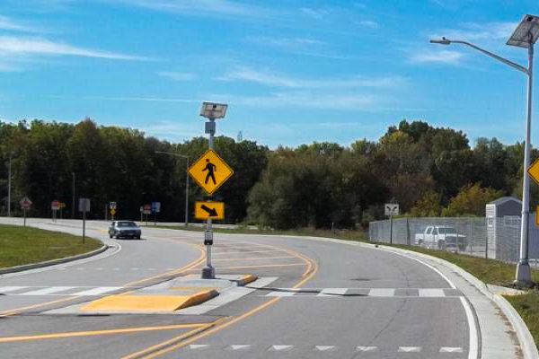 Seven Mile Road Interchange with Pedestrian Beacons